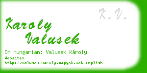 karoly valusek business card